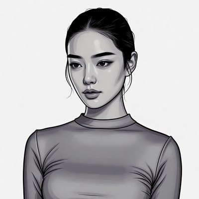 Asian woman in turtleneck portrait