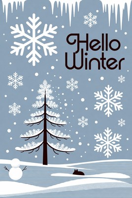 Hello Winter Snowy Illustration