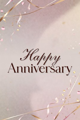 Happy Anniversary with Pink Confetti