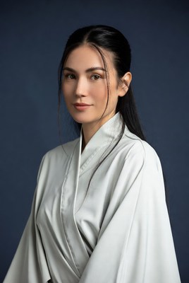 Asian woman in white kimono