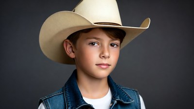 Boy wearing cowboy hat
