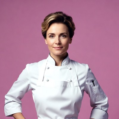 Woman chef in white uniform