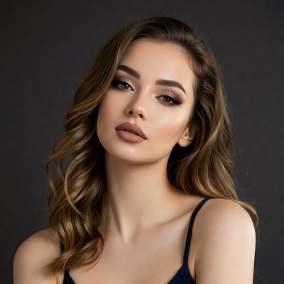 Beautiful woman with wavy brown hair