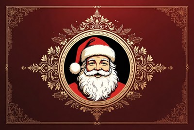 Santa Claus in Ornate Gold Frame