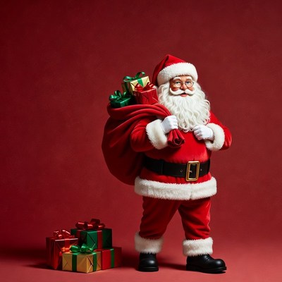 Santa Claus with sack of gifts