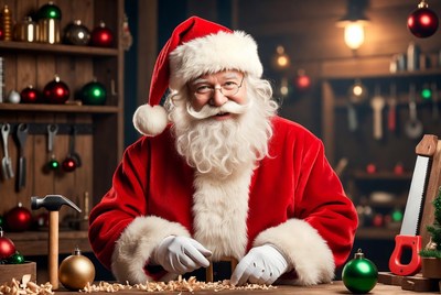 Santa Claus working in workshop