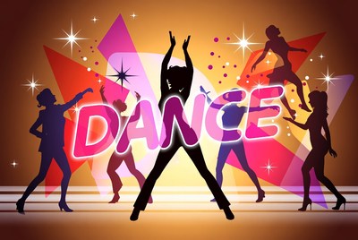 Silhouette Women Dancing with Dance Text