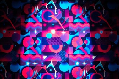 Vibrant Neon Geometric Abstract Pattern