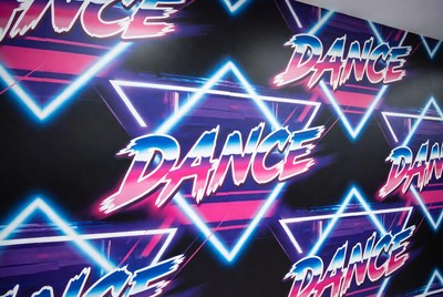 Neon Dance Text Background Pattern