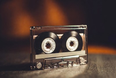 Transparent Cassette Tape on Surface