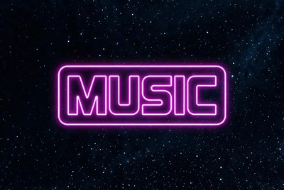 Neon MUSIC Text in Space