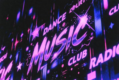 Neon Dance Music Club Sign