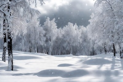 Snowy Birch Forest in Winter
