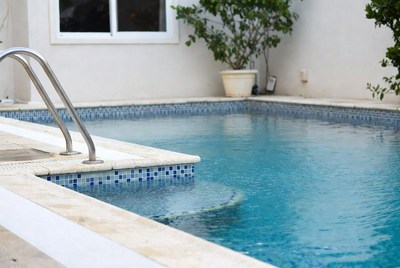 Swimming Pool with Ladder and Plants