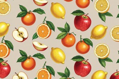 Colorful Citrus and Apple Pattern