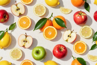 Sliced Fruits on White Background