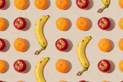 Bananas Oranges Red Apples Pattern