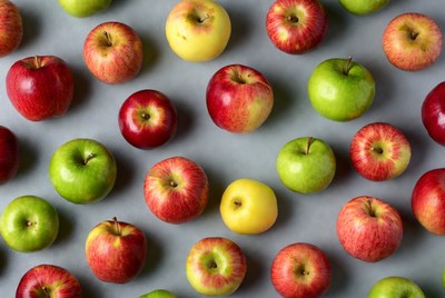 Assortment of red green yellow apples