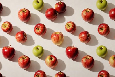 Red and Green Apples on White