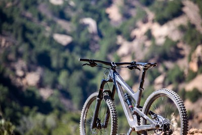 Gray mountain bike on trail overlook