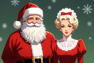 Santa Claus and Mrs. Claus illustration