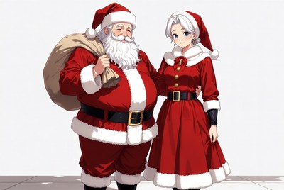 Santa Claus and Mrs. Claus anime illustration