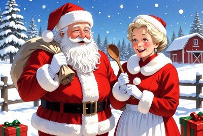 Santa Claus and Mrs. Claus with Spoon