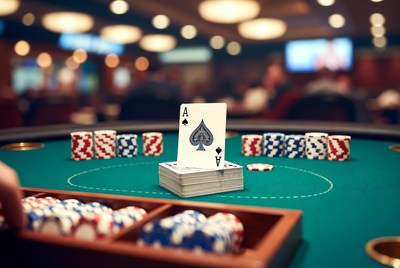 Ace of Spades on Poker Table