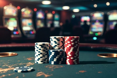 Poker Chips on Casino Table