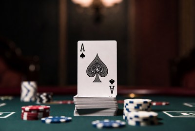 Ace of Spades on poker table