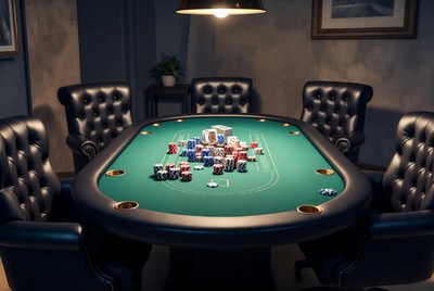 Poker Table with Chips and Cards