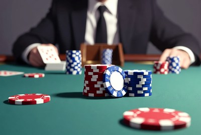 Man playing poker with chips