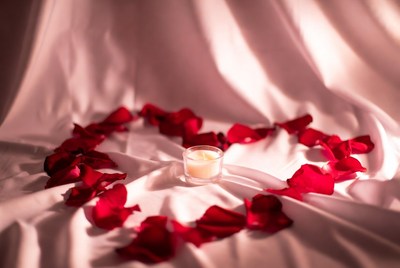 Red Rose Petals Heart Candle