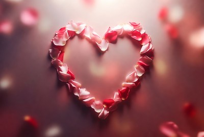 Heart Shaped Pink Rose Petals