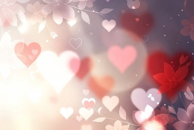 Romantic Pink Hearts and Flowers Background
