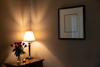 Red Roses Lamp Corner Table