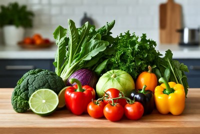Fresh Vegetables on Kitchen Counter