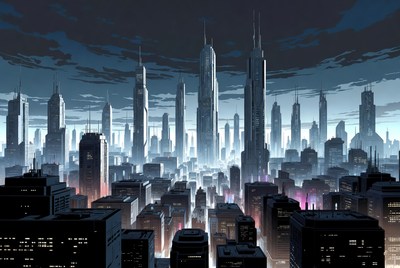 Futuristic Cyberpunk City Skyline