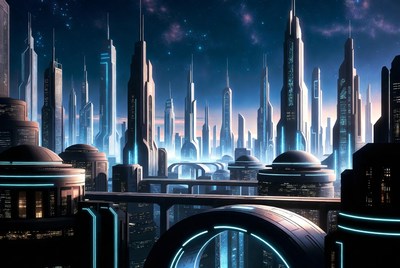 Futuristic Cityscape at Night