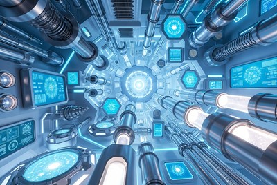 Futuristic Blue Sci-Fi Tunnel