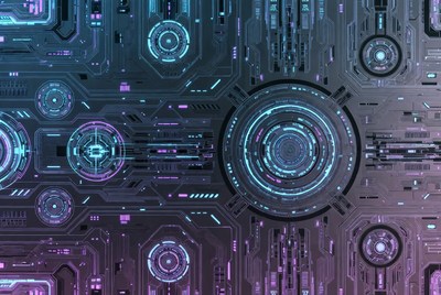 Futuristic Neon Circuit Board Pattern