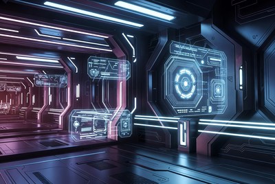 Futuristic Sci-Fi Spaceship Corridor