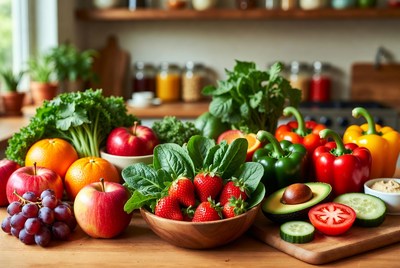 Fresh Fruits Vegetables Kitchen Counter