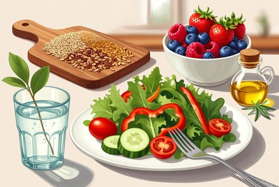 Fresh Salad with Berries and Grains