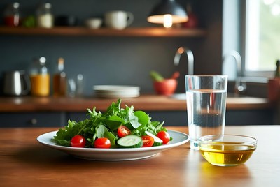 Fresh salad with tomatoes and cucumber