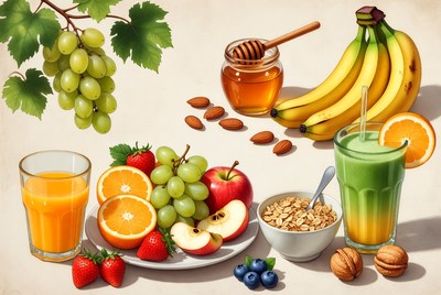 Vibrant Fresh Fruit and Breakfast Still Life