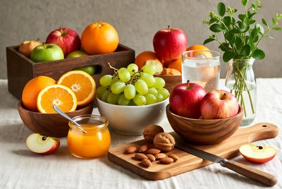 Fresh Fruit Nuts Jam Table Display