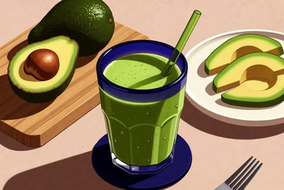 Avocado Smoothie with Sliced Avocados