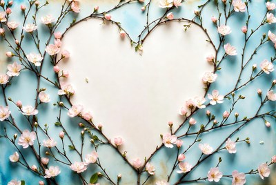 Cherry Blossoms Forming Heart Shape