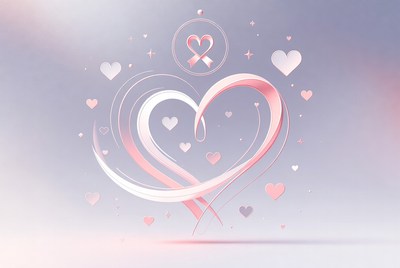 Pink Ribbon Heart Illustration